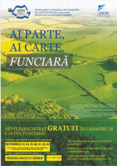 17.06.2025 – ANCPI – Campanie de înscriere gratuită în Cadastru și Cartea Funciară